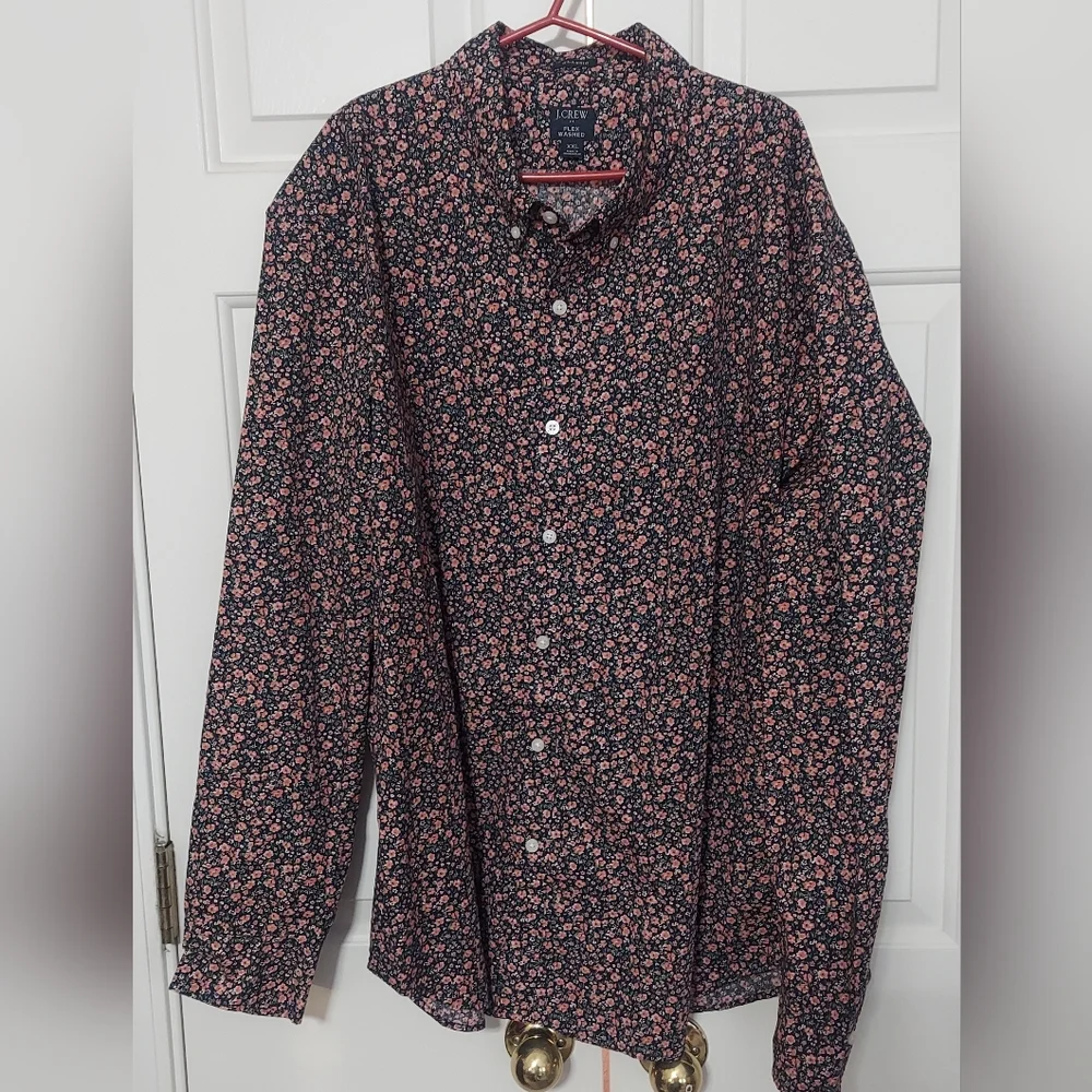 ​J. Crew Men's XXL NWOT Pink Floral Black Button Down Shirt (25